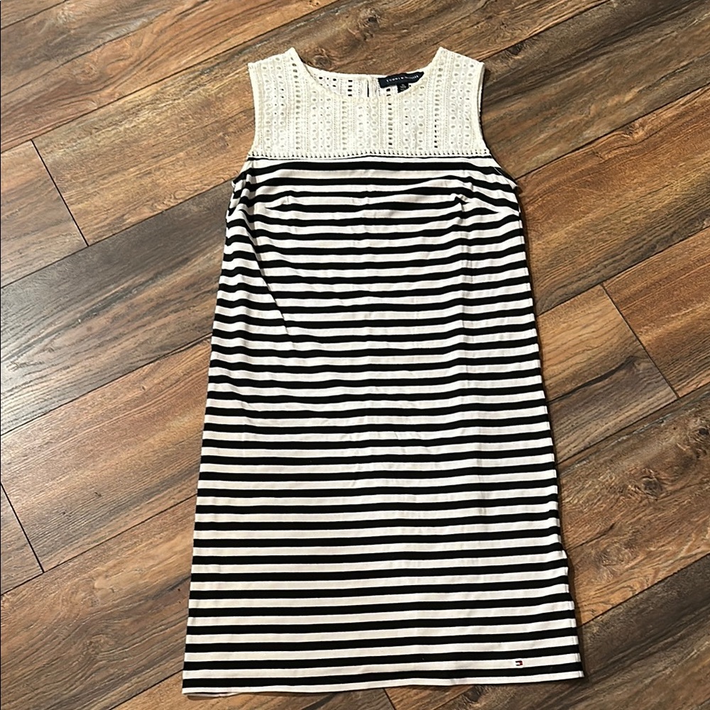 Striped Black and White Sleeveless Dress